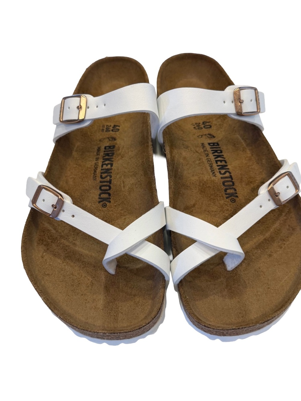 Birkenstock Mayari Women’s White Birko-Flor Toe Loop Thong Sandals Sz 9 NIB